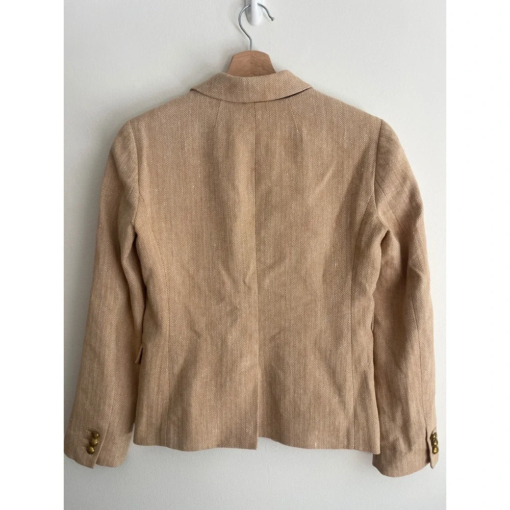 J. Crew Womens 0 Dalton Blazer Beige Tan Herringbone Tweed Office